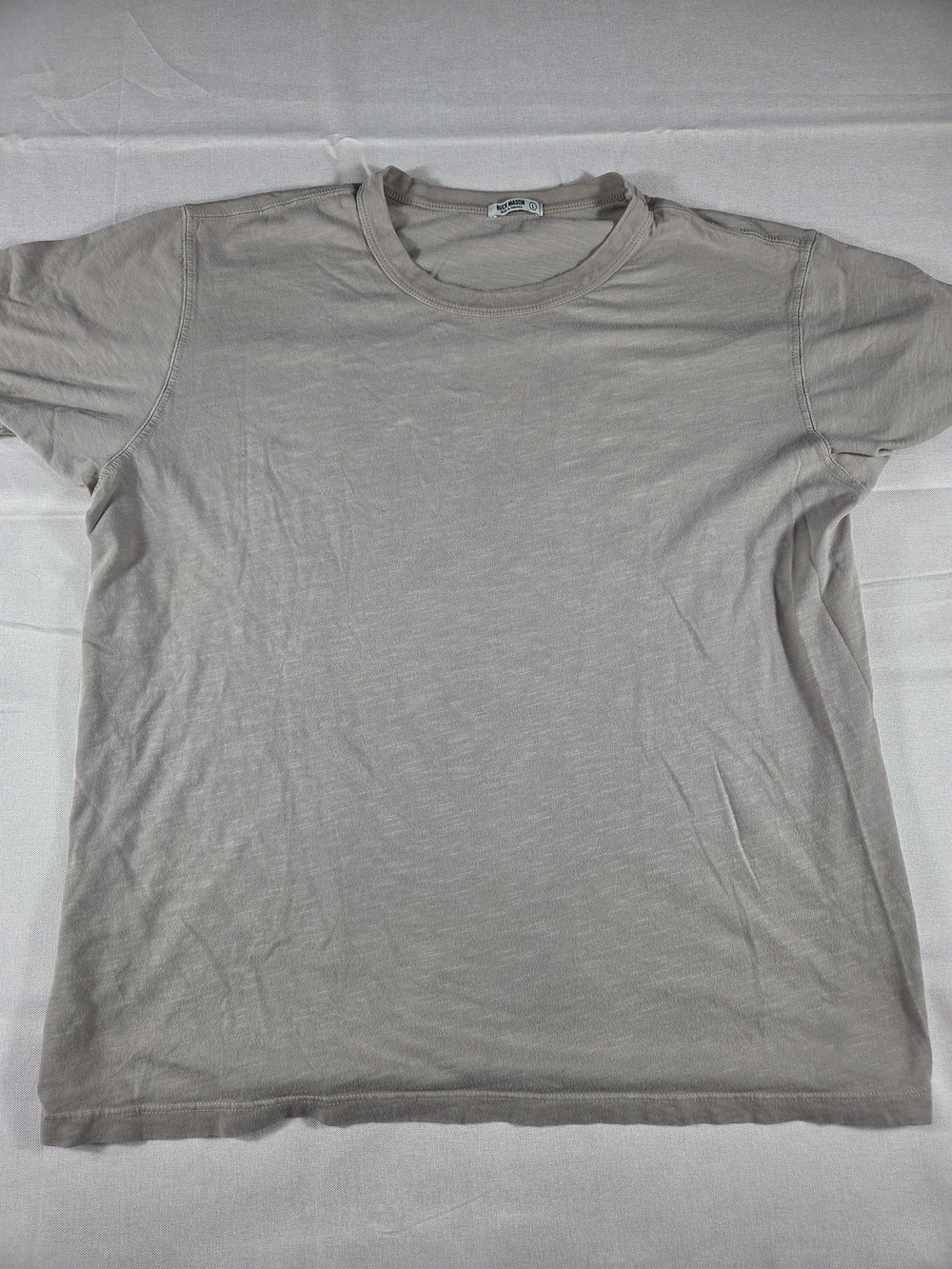 Buck Mason Made in USA Slub Cotton Crew Neck Tee Large Beige Taupe